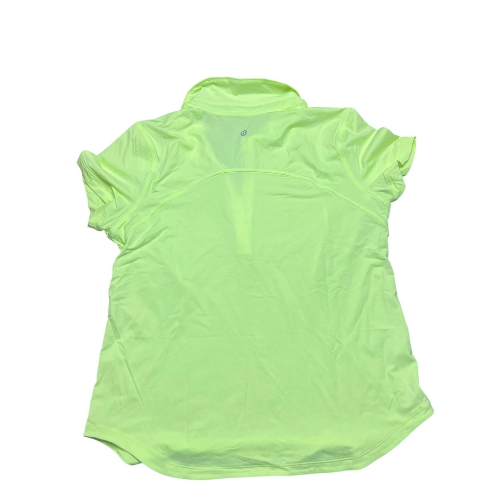 Lululemon Womens Neon Lime Green Short Sleeve Golf Tennis Polo Shirt Sz L XL - Picture 2 of 6